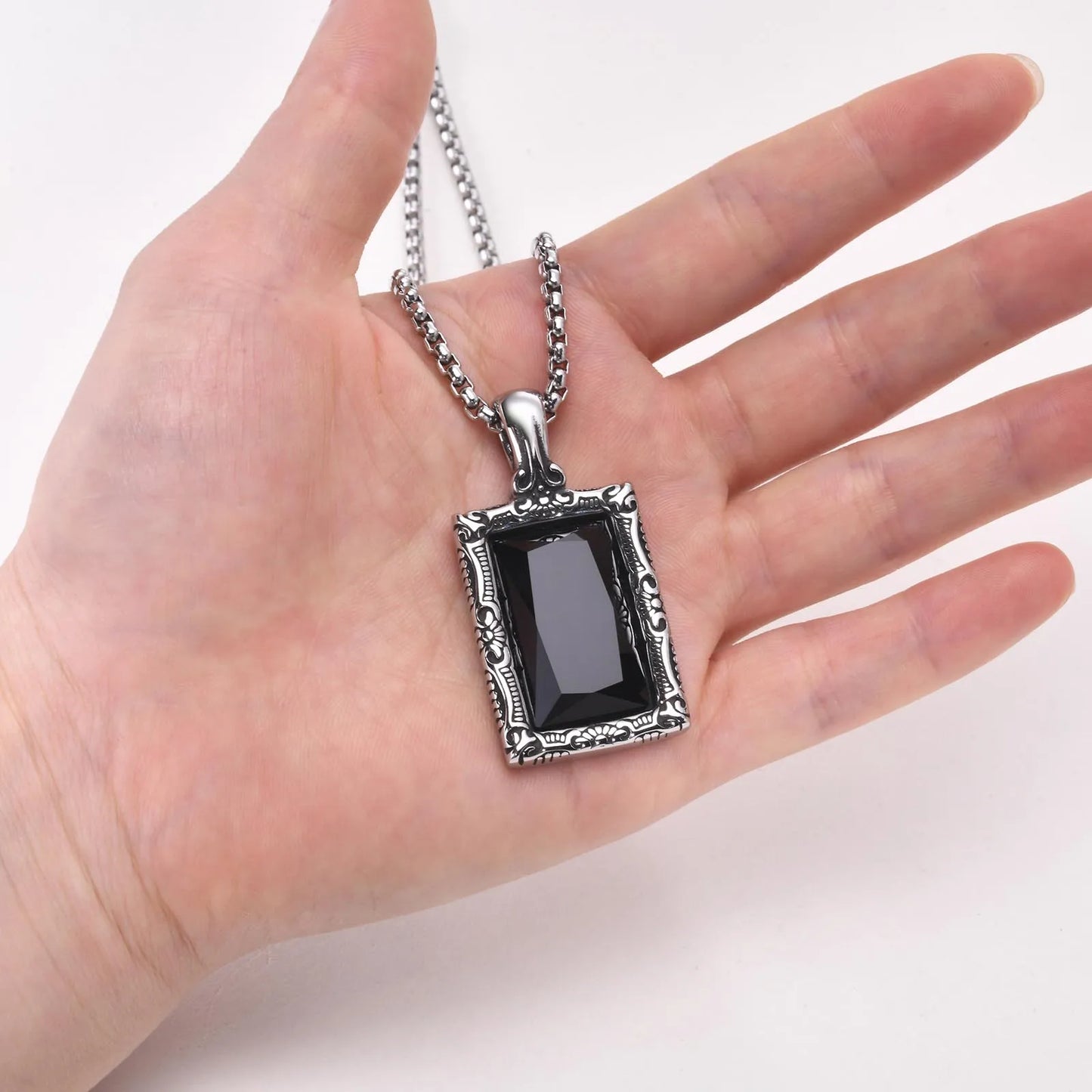 COLLAR RECTANGULAR PIEDRA NEGRA (REVERSIBLE)