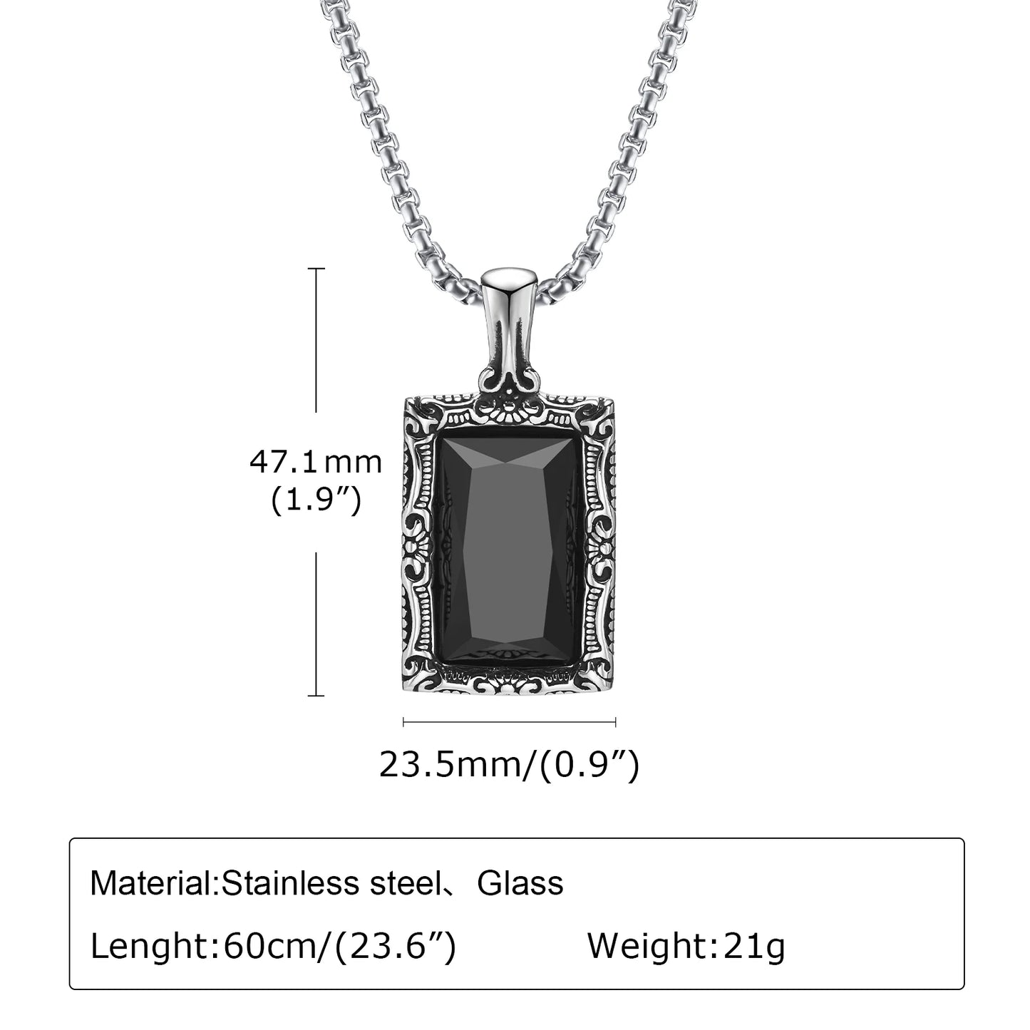 COLLAR RECTANGULAR PIEDRA NEGRA (REVERSIBLE)