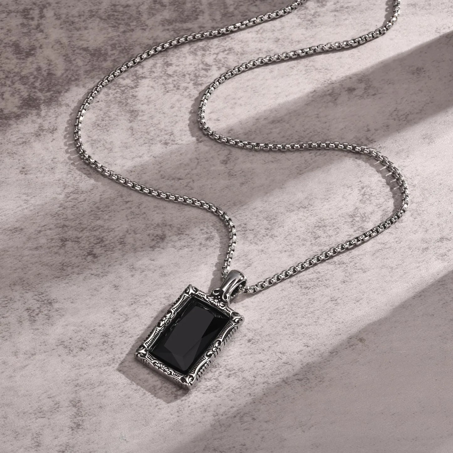 COLLAR RECTANGULAR PIEDRA NEGRA (REVERSIBLE)