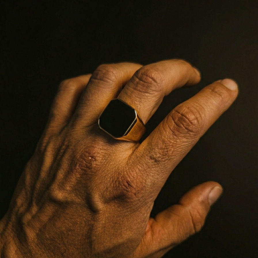 ANILLO DORADO CON NEGRO