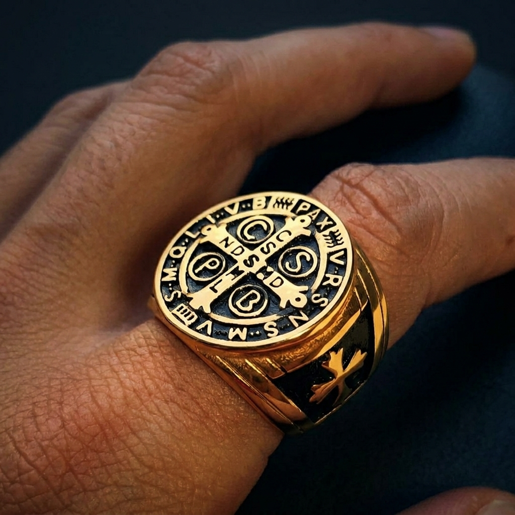 ANILLO SAN BENITO ABAD DORADO